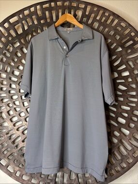 🩶 Peter Millar Men’s Golf Polo XL Blue Striped Performance Short Sleeve 🩶